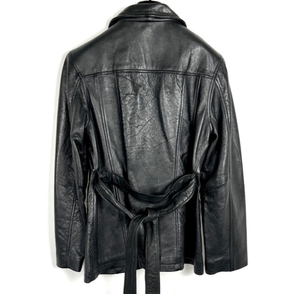 Vintage 90s 2000’s ‘Oakwood Classics’ Collared Leather Jacket in Black - Small - Picture 6 of 6